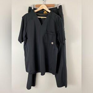 Carhartt Force Liberty Scrub Set Black Utility Pockets Top-L Pants-M Excellent